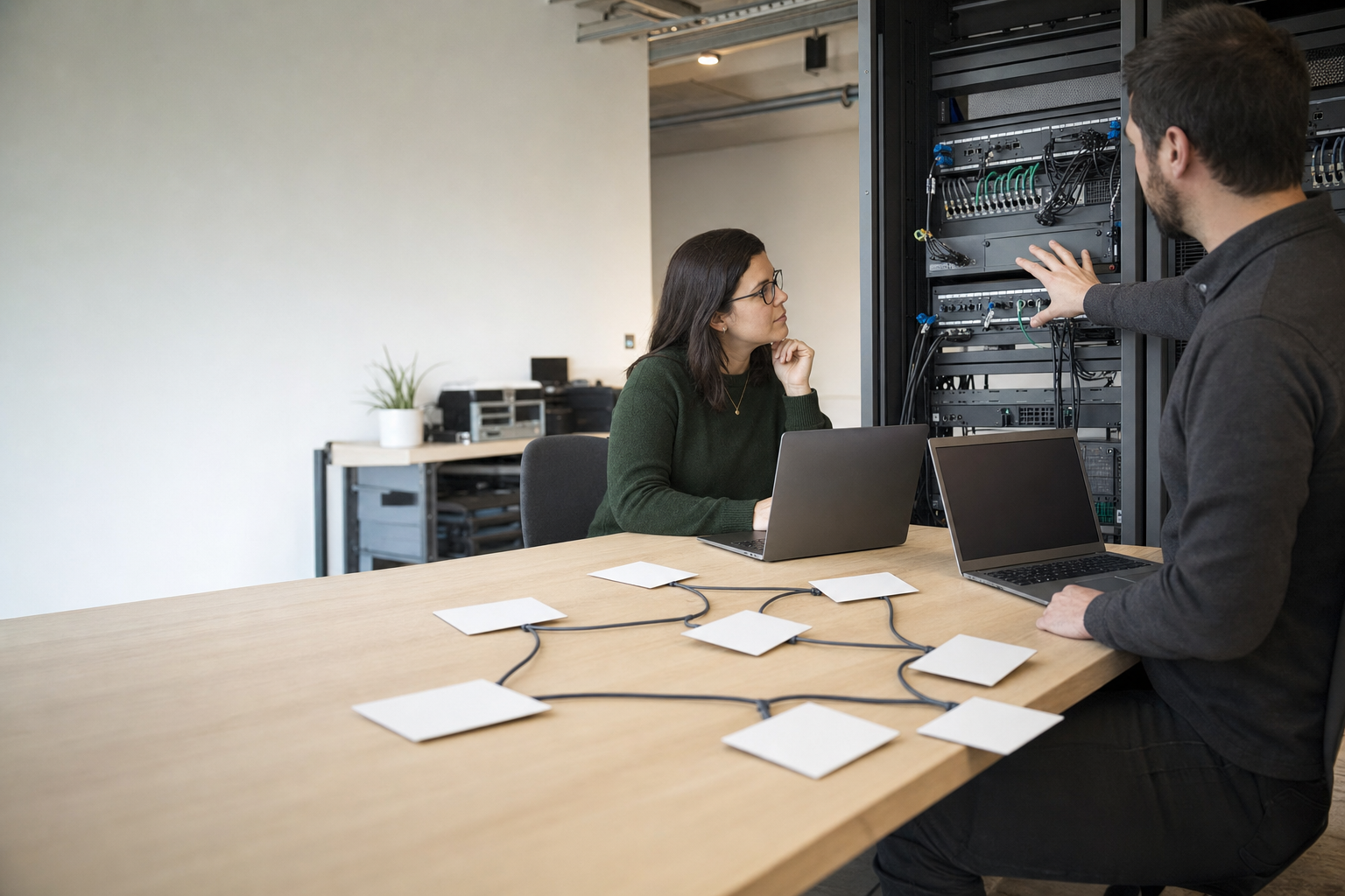 Cloud engineers reviewing infrastructure ownership and network paths