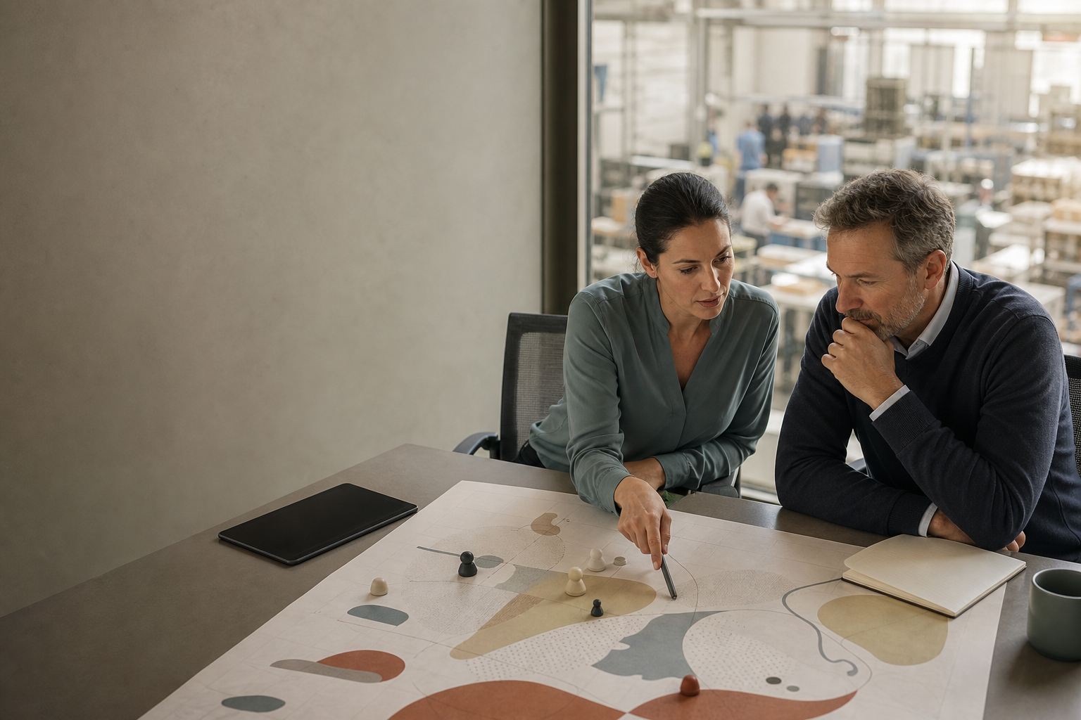 Analyst and operations leader testing a decision against constraints